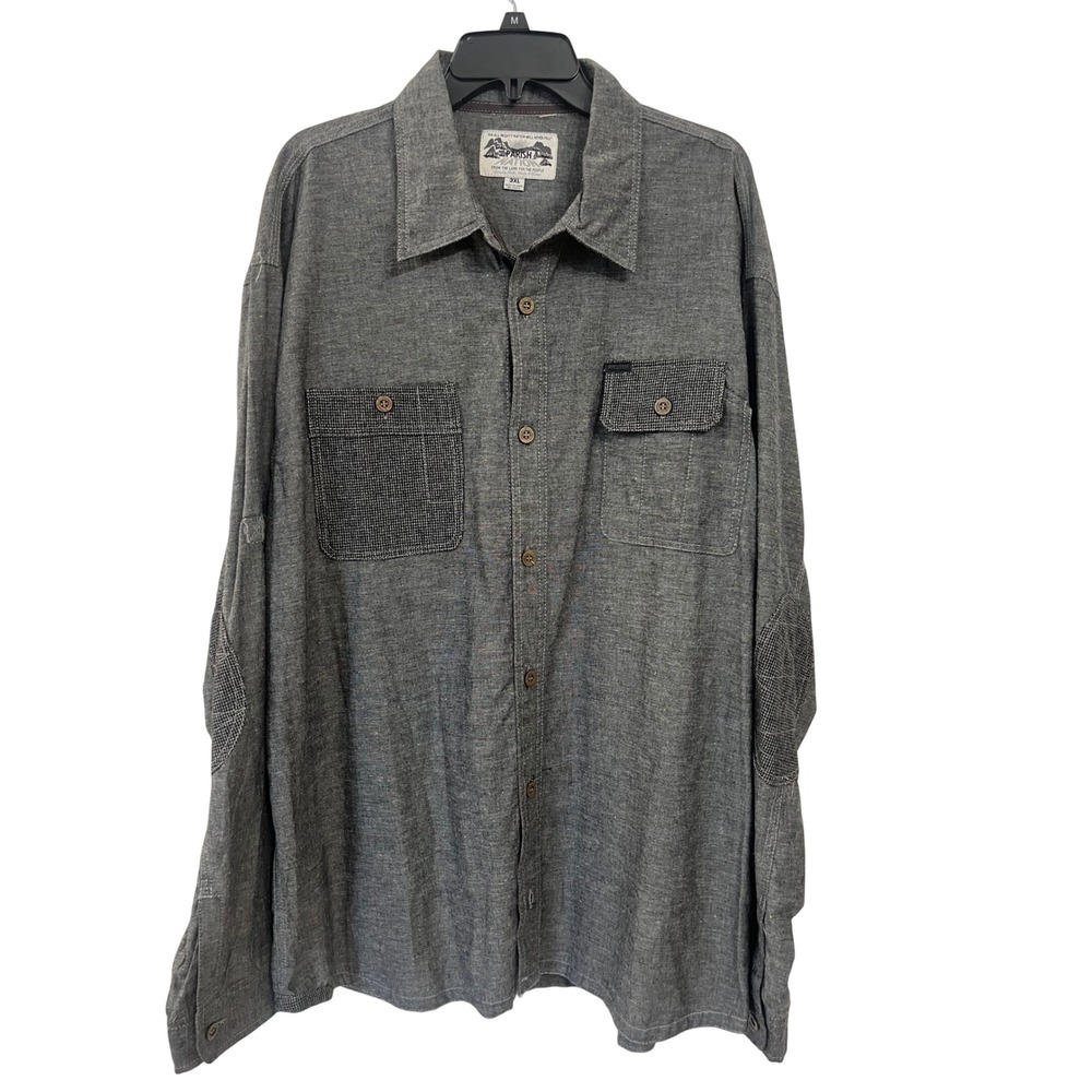 Parish Nation Mens 3XL Charcoal‎ Grey Speckled Button Up Shirt Elbow Patches
